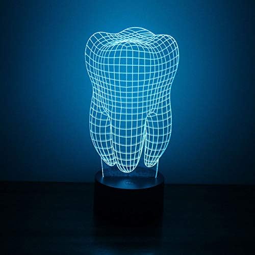 3D USB Led Colorful Visual Lamp Table Hologram Night Light for Bedside Dentist Bedroom Bedside Tooth Shape Lamp Decor