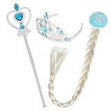 XiangGuanQianYing Silver Braid + Princess Crown + Magic Wand Halloween Toy Tiara kit