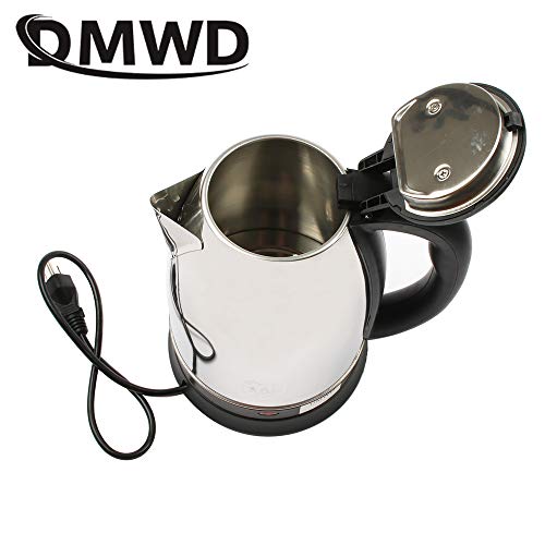 Click Here to See More Images DMWD Electric Water kettle Heating Travel Kettle Mini Cup Portable Stainless Steel Kettle Teapot Travelling Tea Pot 110V US Plug