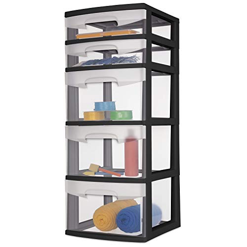 Sterilite 5 Drawer Tower Drawers & Carts, 12.63 Inches, Pack of 2, Black, 2 Count Pricepulse