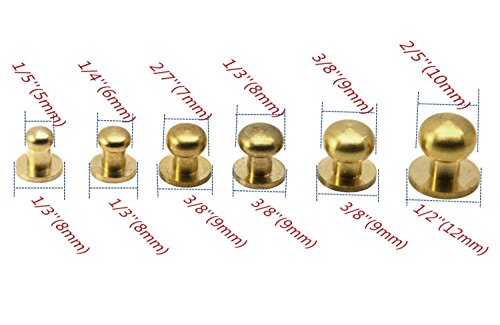 Happy E-life 20 Pcs Head Button Brass Stud Screwback Screw Back Spots DIY for Purse Handbag(6mm)