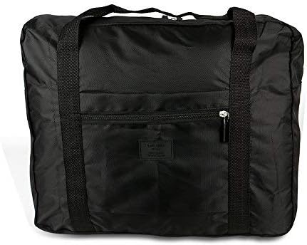 Foldable Travel Duffel Bag, Sarissa Waterproof Tote Folding Bags Storage Large Capacity Organizer (Black)