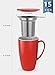 Sweese 15 OZ Porcelain Tea Mug with Infuser and Lid, Loose Leaf Tea Cup, Gifts for Tea Lover, Red