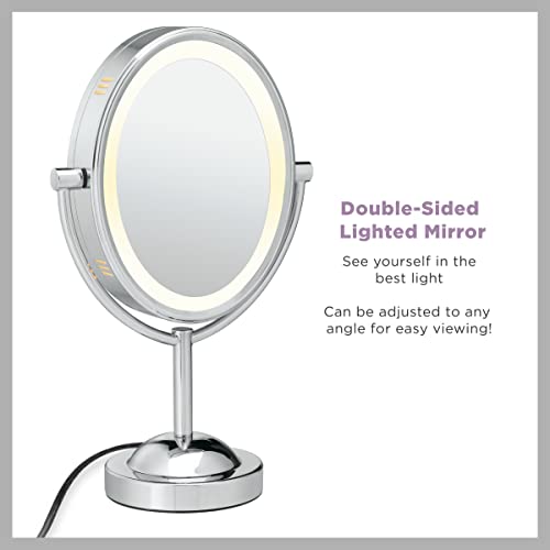 Conair Lighted Makeup Mirror with Magnification, Oval Mirror, LED