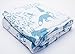 Clover & Sage Organic Muslin Baby Toddler Blanket - 100% Hypoallergenic Cotton Bed Blankets - Blue Forest