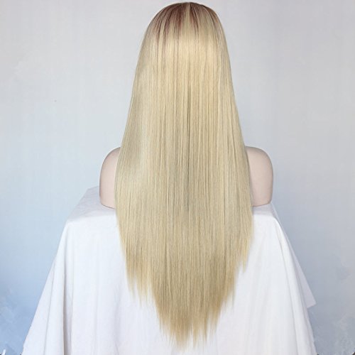 eNilecor Blonde Lace Front Wig, Long Straight Wigs Realistic Synthetic Hair Replacement Wig Ombre 2 Tone for Women
