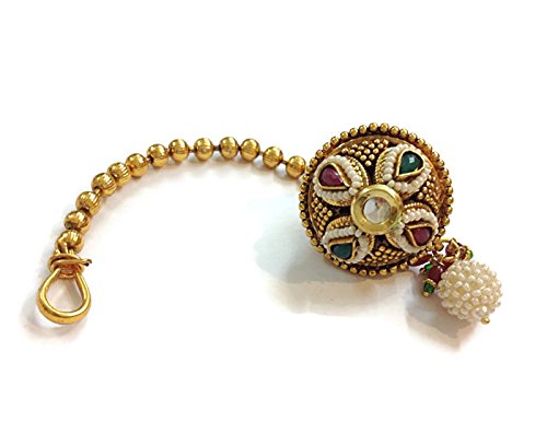 Buy Divinique Jewelry Copper Kundan Pearl Polki Borla Maang Tikka At Amazon In