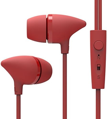 Estiq Daredevil Red 3.5mm HIFI In-ear Stereo Sub Woofer Surround Sound Plugs with Microphone - 360 Degrees Noise Cancellation - Compatible with Google, iPhone, Samsung, LG and more