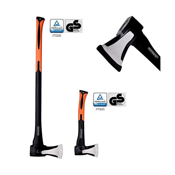 GardebrukÂ® Axt 2 kg Beil 1 kg Set ergonomischer Handgriff Gummischutz Universal Spaltaxt Spaltbeil Spalthammer Holzspalter – Bild 3