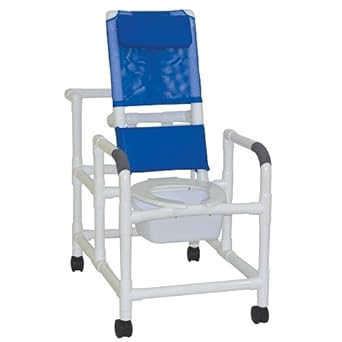 Mjm International 194 Sq Pail Reclining Shower Chair With Commode Pail 325 Oz Capacity 48 Height X 44 Length X 24 Width X 49 Depth Royal