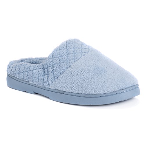 MUK LUKS Women's Quilted Clog Slipper , Blue , S (5-6)