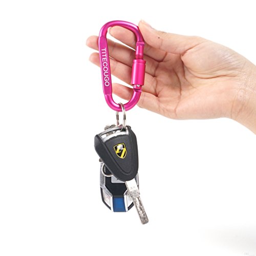 Carabiner Keychain,Hook Clip Aluminum D-ring Locking Flat D-Shape Lock Snap Backpack Water Bottle Climbing Gear Accessories EDC Camping Tent Multi Function Tool Multiple Colors Rose Red SG30
