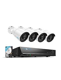 Reolink Sistema de vigilancia de vídeo PoE de 4 MP y 8 canales, 4 cámaras IP PoE de 1440P con cable para exteriores, sistema de seguridad NVR de 8 canales con disco duro de 2 TB para grabación de 7 24 RLK8-410B4