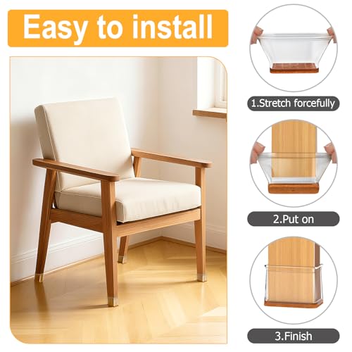 16 Pieces Rectangle Chair Pads Furniture Leg Felt Pads Hardwood Chair Caps Protect Floor from Anti-Scratch Noise (Fit Length 28-38mm, Width 19-25mm)