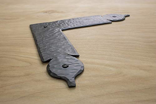 8.25" Spear L Corner Bracket For Barn Doors or Gates Rustic Hammered Iron Black Finish Hand Crafted - Borderland Rustic Hardware
