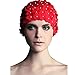 Patty and Fashion Design Ladies Long Hair Flowers Swim Cap ,Pack of 1 (Red)
