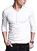 Neonysweets Mens Long Sleeve Henley Shirts with Button Placket White Size M
