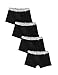 David Archy Men's 4 Pack Classic Series Cotton Pouch Trunk(L, Black)