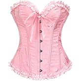 Moonight Corsets for Women Renaissance Floral Lace up Boned Overbust Corset Bustier Shapewear