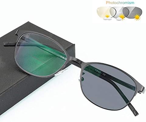 Eyetary Bifocal Reading Glasses with Transition Photochromic, Clear Flat Lens Oval Metal Frame Sunglasses Outdoor Sun Readers- UV400 /Anti Glare/Magnification 1.00 to 3.00 Strength,Gray,+1.0
