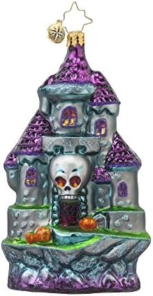 RADKO SPOOKY ENTRANCE Skull Haunted Castle Glass Ornament Halloween
