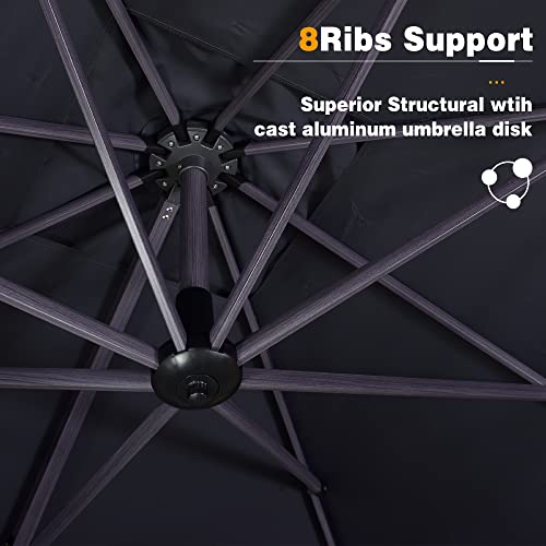 PURPLE LEAF Cantilever Umbrella Outdoor 11 ft Round Pool Deck Umbrella