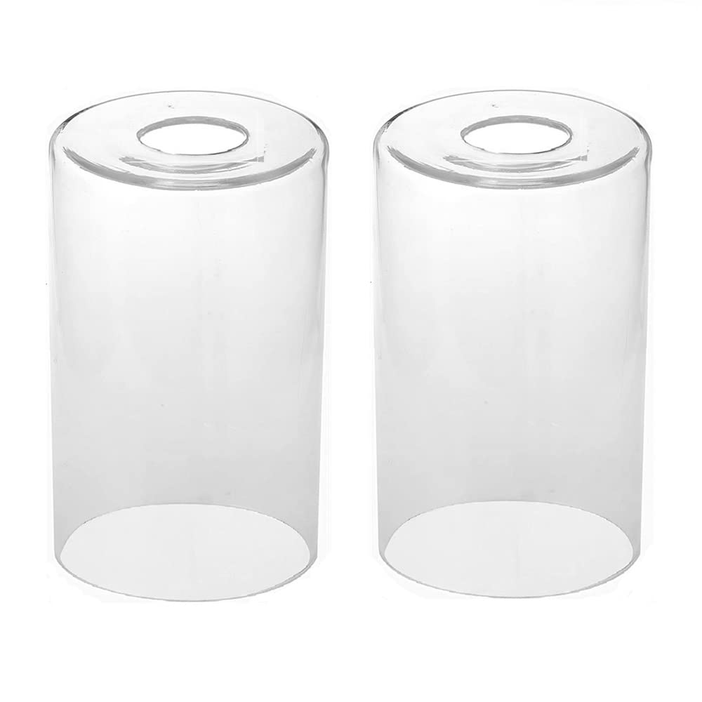 Clear Glass Lamp Shade, 2 Pack Cylinder Lamp Shades Glass Ceiling Pendant Light Shade Replacements for Lighting Fixture 10 cm × 16.5 cm