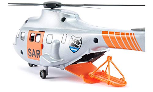 Siku 2527, SAR Transporthubschrauber, 1:50, Metall/Kunststoff, Inkl. Trage und zu rettende Spielzeugfigur, Automatisch einziehbare Seilwinde, Mehrfarbig – Bild 4