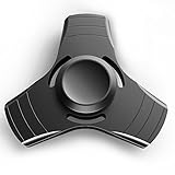 Fidget Spinner, LightBiz Metal Hand Finger Tri Spinners High Speed 1-5 Min Spins (Black)