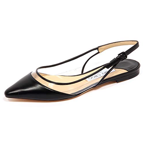 JIMMY CHOO F9454 Sandalo Donna Leather/plexi Erin Flat Black Shoe Woman