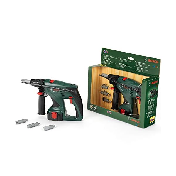Theo Klein 8450 Bosch Schlagbohrmaschine I Schlagbohrer mit Rechts- und Linkslauf und auswechselbaren Aufsätzen I Maße: 29 cm x 15 cm x 4 cm I Spielzeug für Kinder ab 3 Jahren – Bild 4