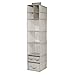 mDesign Fabric Over Closet Rod Hanging Storage Organizer with 7 Open Cube Shelves and 3 Removable Drawers for Bedroom, Nursery, Closet - Holds Clothes, Diapers - Spira Collection -Taupe/Natural
