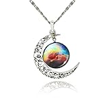 Galaxy Necklace Hollow Out Crescent Galactic Moon Charm Necklace for Women