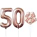 KatchOn, Giant Rose Gold 50th Birthday Balloons - 40 Inch | 50 Balloon Number, Confetti Balloons | 50 Balloon, 50 and Fabulous Birthday Decorations | 50th Anniversary Decorations