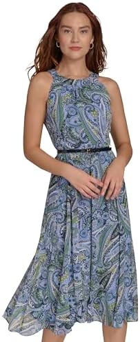 Tommy Hilfiger Womens Chiffon Smocked Fit & Flare Dress Yellow 2 at Amazon Women's Clothing store