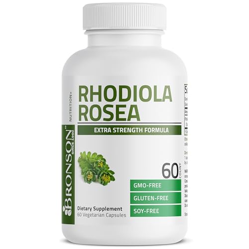 Bronson Rhodiola Rosea Vegetarian Capsules - Adaptogenic Herb - Brain, Stress & Mood Support - Non-GMO, 60 Count