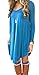 Women's Long Sleeve Casual Loose T-Shirt Dress Blue XL