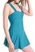 HENGJIA Women's Elegant Crossover One Piece Swimdress Skirted Bottom Swimsuit (FBA) Blackish Green 7XL(US20-22)