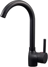 Hapilife Matt Black Kitchen Tap Single Lever 360 Swivel Spout UK Fittings view 1