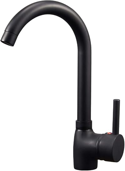 Hapilife Matt Black Kitchen Tap Single Lever 360 Swivel Spout UK Fittings