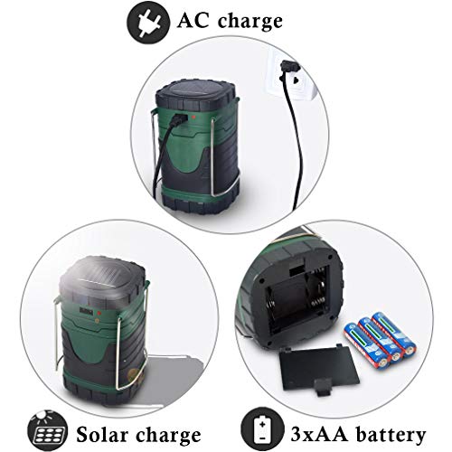 ZUYE Camping Lantern,Rechargeable Camp Light Solar LED Battery Powered 3 Charging Modes Camping Lamp Camping Lights Accessories Survival Kit Camping Emergency Hurrican, Outage (Green) (1Green)