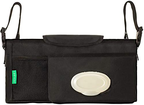 Camp Keiki Universal Stroller Organizer with Cup Holders, Adjustable for Single & Double Strollers. Large Storage Space for Phones, Baby Wipes Diapers, Toys, Best Baby Shower Gifts & Baby Registry