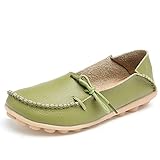 Lucksender Womens Cowhide Leather Lace-Up Driving Shoes Loafers Boat Shoes