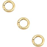 UNICRAFTALE 3Pcs 304 Stainless Steel Spring Gate Rings 7mm Diameter Round Ring 14K Gold Plated Spring O Rings Snap Clip Spring Hooks Metal Split Rings Keyring Buckle for Handbag Keychain Jewelry
