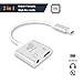 2 in 1 USB C to 3.5mm Headphone Jack Adapter with Fast Charging Compatible for Pixel 3 3XL 2 2XL, Essential Phone,Sony XZ2, Hi-Resolution and Noise Reduction Type C Adapter with DAC primary