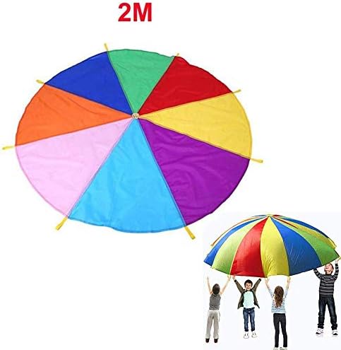 knowledgi 78.7inch Play Tents Kids Game Play Parachute With 8 Handles Indoor & Outdoor (6-12 Kids Play)