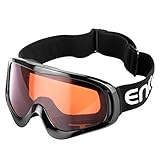 Enkeeo Motorcycle Goggles Anti-Scratch Cycling Googles Dust Proof Bendable Eyewear with Padded Soft Foam, Adjustable Strap for Adults' Cycling Skiing Climbing Shooting (Orange Lens)