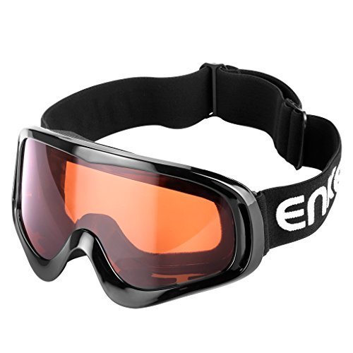 Enkeeo Motorcycle Goggles Anti-Scratch Cycling Googles Dust Proof Bendable Eyewear with Padded Soft Foam, Adjustable Strap for Adults' Cycling Skiing Climbing Shooting (Orange Lens)