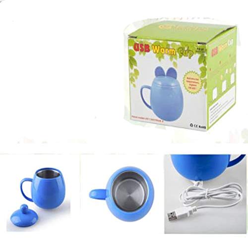USB Warmer Cup,Aulzaju Portable Electric Coffee Milk Tea Beverage Warmer Heater Cups Mugs Cute Cartoon Stainless Steel Glass for Home Office Desk Work-Red