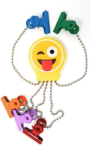 OctoClip Refrigerator Magnet – Fridge Organizer Locker Magnet Wink Wacky Emoji with Multi Colored Clips, 1 Pack